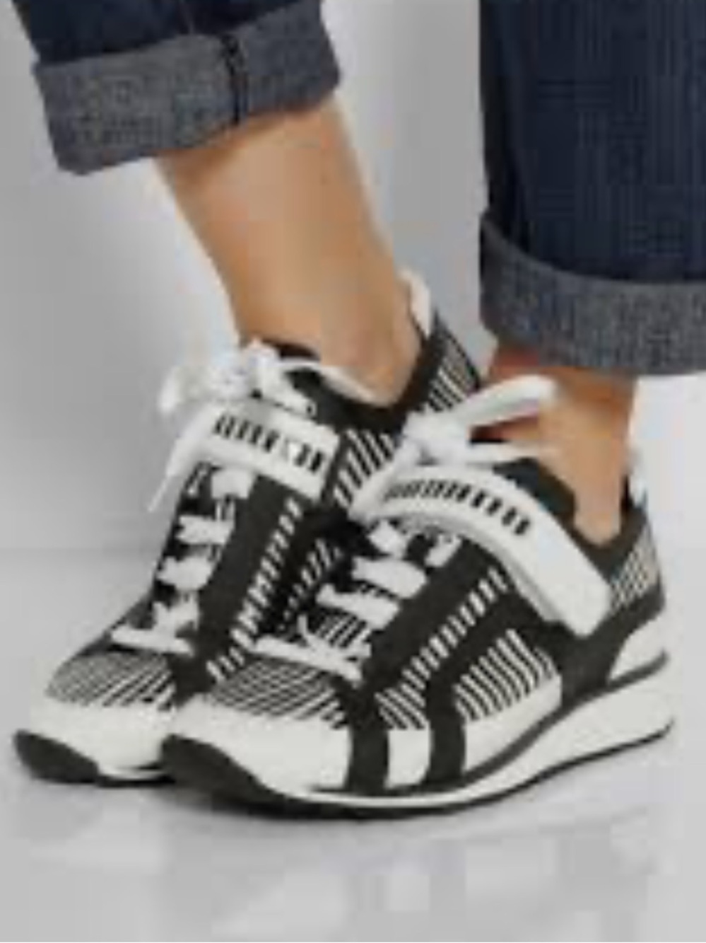 Pierre Hardy Black and White Striped Knit Sneakers size 38 US 7.5-8
